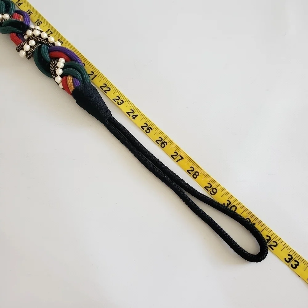 Braided Belt Red Green Purple Unbranded Vintage 80s 32